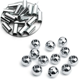 200 Pieces Round Spacer Beads and 200 Pieces Long Tube Beads 3mm 304 Stainless Steel Loose Beads Smooth Charm Beads for DIY Craft Jewelry Making