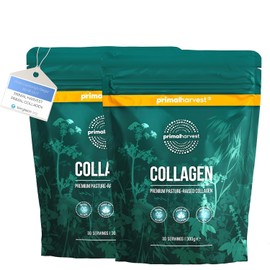 Primal Harvest Collagen Powder Hydrolysed Collagen Powder Type I & III - 300g - Tasteless - Collagen Peptides (30 Servings (Pack of 2)