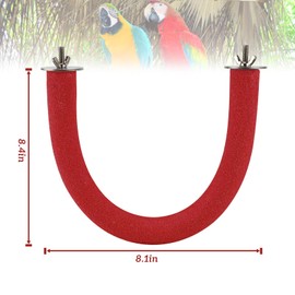 Rypet U Shape Parrot Perch Stand Toy for Paw Grinding Clean Stick Exercise, Rough-Surfaced Quartz Bird Perch Standing Cage Accessories for for Small Parakeets Cockatiels Conures Macaws Finches(Red)