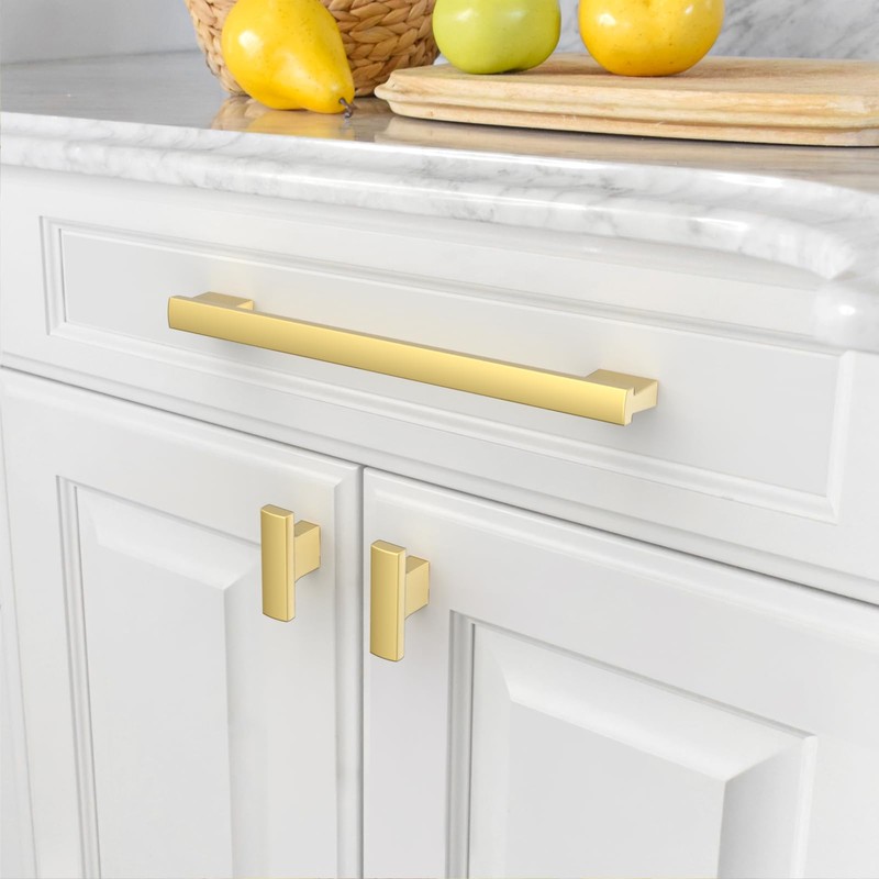 Amerdeco 10 Pack Brushed Gold Cabinet Pulls 7.5 Inch(192MM) Hole