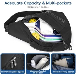 Pickleball Sling Bag Organizer for Paddles and Gear, Lightweight Crossbody Backpack with Wet Dry Pocket
