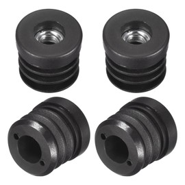 uxcell 4Pcs Plastic Threaded Tube Inserts with M8 Thread, for 25mm/0.98" OD Round Tube, Adjustable Round Black Plastic Plug Caster Insert Chair End Caps Furniture Leg Plug