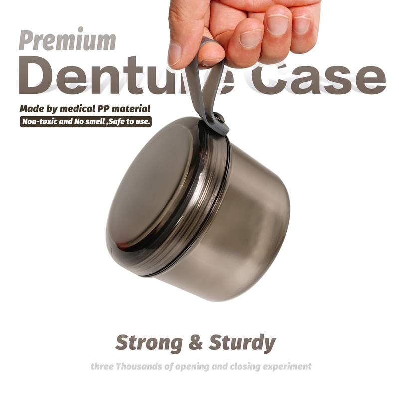 Uouovo Upgraded Large Denture Bath Box Cup No-Leak Denture case