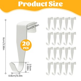BREANIFULL Pack of 20 Door Hooks for Hanging, Inside, Stainless Steel Hooks for Hanging, Clothes Hooks for Outside Doors, Clothes Hooks for Bathroom, Coat Hooks, Over Door, for Cupboard Door and Room