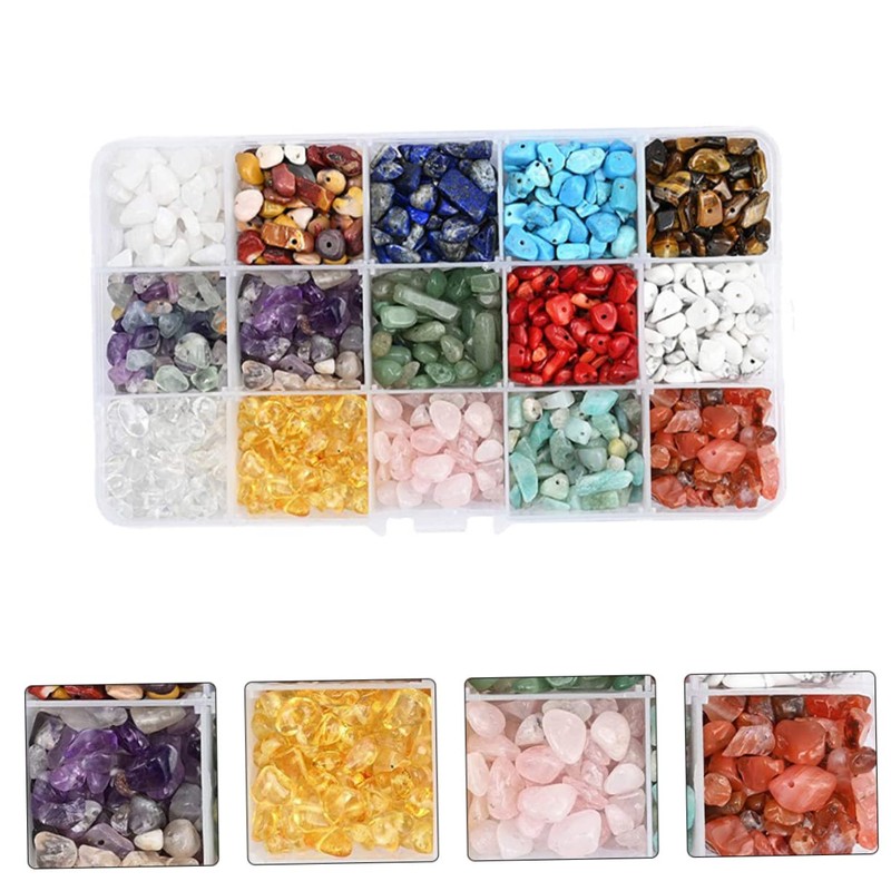 LALAFINA 15-Grid DIY Jewelry Supplies Kit Boxed Stone Beads Necklace
