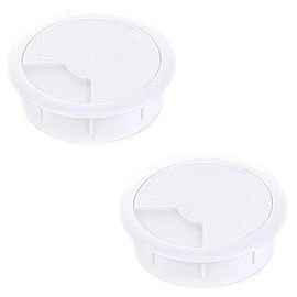 sossai® KDM2 Cable Grommet (Pack of 2) | Cable Duct / Desk Duct for Desks, Office & Worktops | Colour: White | Diameter: 60 mm | Material: Plastic