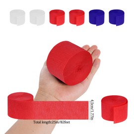 jiebor Streamers Crepe Paper 492 Ft 6 Rolls for Patriotic 4th of July Bachelorette Party Wedding Bridal Shower Birthday Home Office Door Wall Decorations Flower Making (red,white,blue)