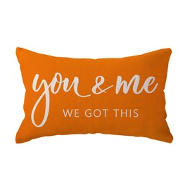 ULOVE LOVE YOURSELF You & Me We Got This Lumbar Throw Pillow Covers Farmhouse Decorative Pillow Cases 12 x 20 Inch for Sofa Bed Couch(Orange)