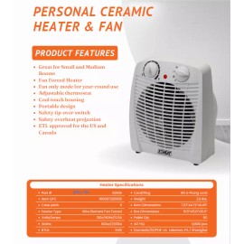 EZ Heat 1500 Watt Personal Fan Heater 32556 BNS-15K
