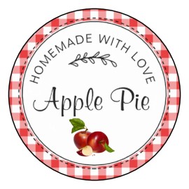 PartyMommy 12 Apple Pie Homemade With Love stickers, labels, cooking holiday baking 2.5"