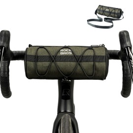ROCKBROS Bike Handlebar Bag Small Bicycle Handle Bar Bag Handy Front Bike Bags Handlebar Storage Pouch Pack with Shoulder Strap Little Mountain Road Bike Barrel Bag