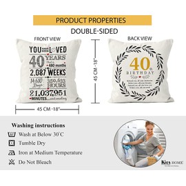 Kies CROWNLY CRYSTAL®(Double-Sided) 40th Birthday Gifts 45x45 Cushion Cover Dad Birthday Gifts For Mum Birthday Gifts For Men 40th Birthday Gifts For Women 18 X 18 '' Auntie Birthday Gifts (40th)