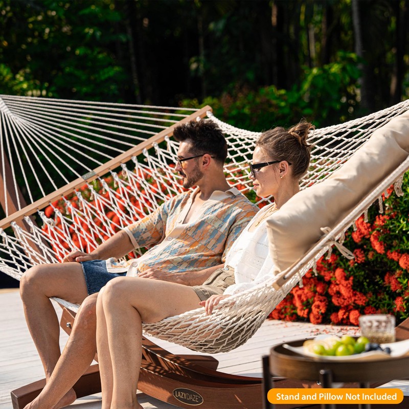 Lazy Daze 13 Ft Double Handwoven Polyester Rope Hammock with