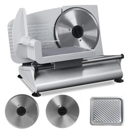 Meat Slicer, 200W Deli Meat Slicer For Home Use with 2 Removable 7.5" Stainless Steel Blades, Electric Food Slicer Child Lock Protection Adjustable Thickness Perfectly Cuts Meat, Cheese, Bread