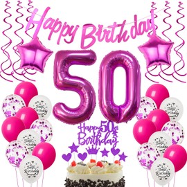 Deko 50. Geburtstag Frauen luftballons 50 Geburtstag Deko Geschenk für 50. Geburtstag Frauen rosa 50. Geburtstag Tortendeko 50 Frau Geburtstagsdeko 50 jahre Frau Geburtstag dekoration rosa
