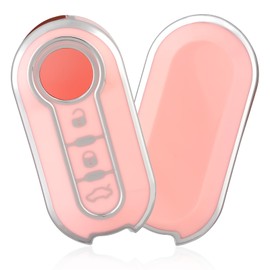 OFFCURVE Car Key Cover Car Key Case Key Fob Cover Car Key Protector Compatible with FIAT 500 Lancia Punto Panda Ypsilon Delta Grande Bravo Musa Flip Falten(Pink Silver)