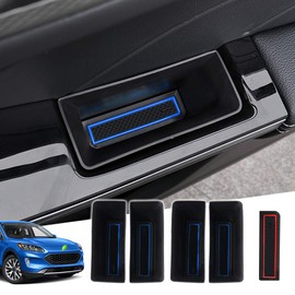 Autorder - Caja de almacenamiento lateral para puerta Ford Escape 2025 2024 2023 2022 2021 2020 accesorios apoyabrazos teléfono contenedor puerta organizador asa bolsillo bandeja con 2 alfombrillas de