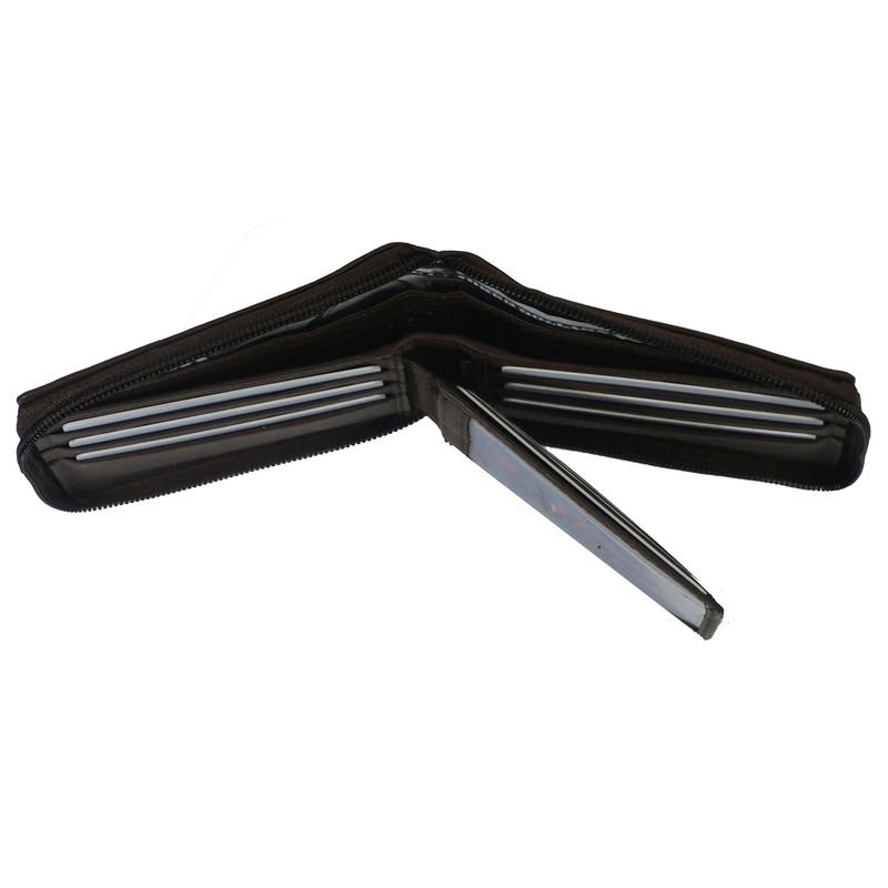 Bullz RFID Blocking Mens Leather Wallet Zip Around ID Card