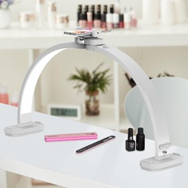 Dollate Half Moon Light, Upgraded Desk Lamp for Nail Painting, LED Light Used for Tattooing, Eyelash Extension, 28IN Folding Lamp, 3 Color Temperature, White