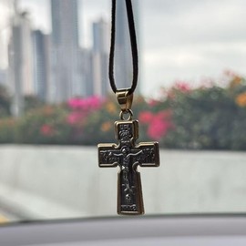 Car Hanging Orthodox Cross Pendant for Car Interior Rearview Mirror, Hanging Eastern Christian Greek Faith Religious Charm Ornament