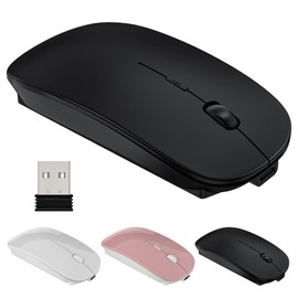 Wireless Mouse for MacBook, Laptop and Pc- Silent Clicks, ErgonomicRechargeable Design, 2.4GHz USB Mouse with Mini Receiver, Compact andComfortable for Work, Study or Travel(Jet Black)