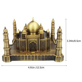 KOMBIUDA Taj Mahal Figurine Metal Mahal Decor Desktop Ornament Collectible Home Office Decor Bedroom Indian Home Items Housewarming Gift 4.92 X 4.92 X 3.34 in