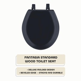 Standard Wood Toilet Seat, Black - 17 Inch - Fits All Standard Size Fixtures - Easy to Install Fantasia by Achim Home Decor
