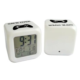 Fabulous Alarm Clock Cube Illuminated White - Game Over Retro Gaming Video Games Controller Console - 7.8 x 7.8 x 7.8 cm - Retro Lighting Multicoloured LED