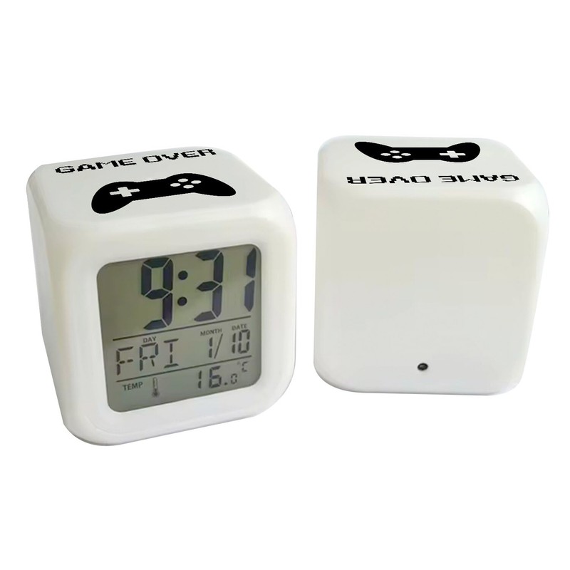 Fabulous Alarm Clock Cube Illuminated White - Game Over Retro