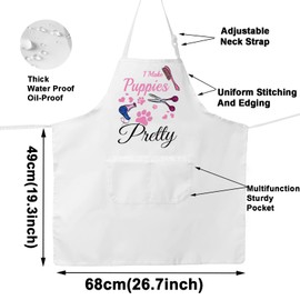 WZMPA Dog Groomer Apron With Pocket Dog Grooming Gifts I Make Puppies Pretty Adjustable Apron For Dog Stylist Pet Salon, Puppies Pretty Apron, Medium