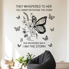 DERUN TRADING Wall Stickers 3D Black Butterfly Girl Alphabet Decal for Home and Room Decoration (Butterfly wall decor)