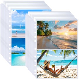 100Pack Photo Sleeves Holds 400 5"x7" Photos, Clear Photo Page Protector for 3 Ring Binder, Double-Sided Photo Album Refill Pages Photo Pockets Photo Sleeves Binder Sheets