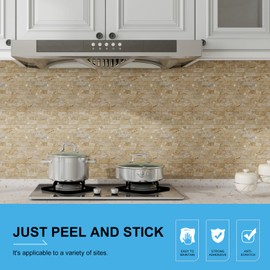 Bainley Peel and Stick Backsplash, 10-Sheet Peel and Stick Tiles PVC Mixed Metal Wall Tile Stick on Backsplash for Kitchen