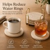 Travertine Coasters with Gold Holder, Set of 4 Natural Stone,