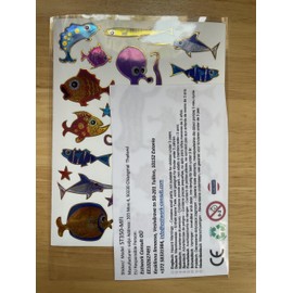 Fish Shell Animals Colourful Stickers, 23-pieces, 1 sheet, 135 mm x 100 mm, sticker craft kids, party metallic look