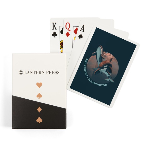 Lantern Press Anacortes, Washington, Orca, Lithograph, (52 Playing Cards, Poker