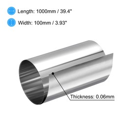 sourcing map 0.06x100x1000mm 304 Stainless Steel Roll Sheet Fine Plate Sheet Foil for Crafts, Electronic Equipment, Silver Tone