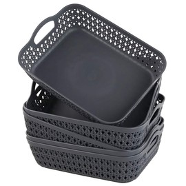 Morcte Small Storage Basket, Plastic Mesh Organizer Basket (Grey, Set of 6)