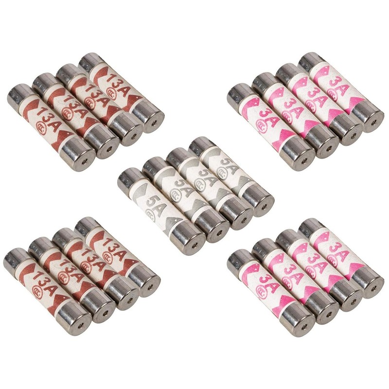 20 x Fuses Mixed Household Electrical Ceramic Domestic Mains Fuses