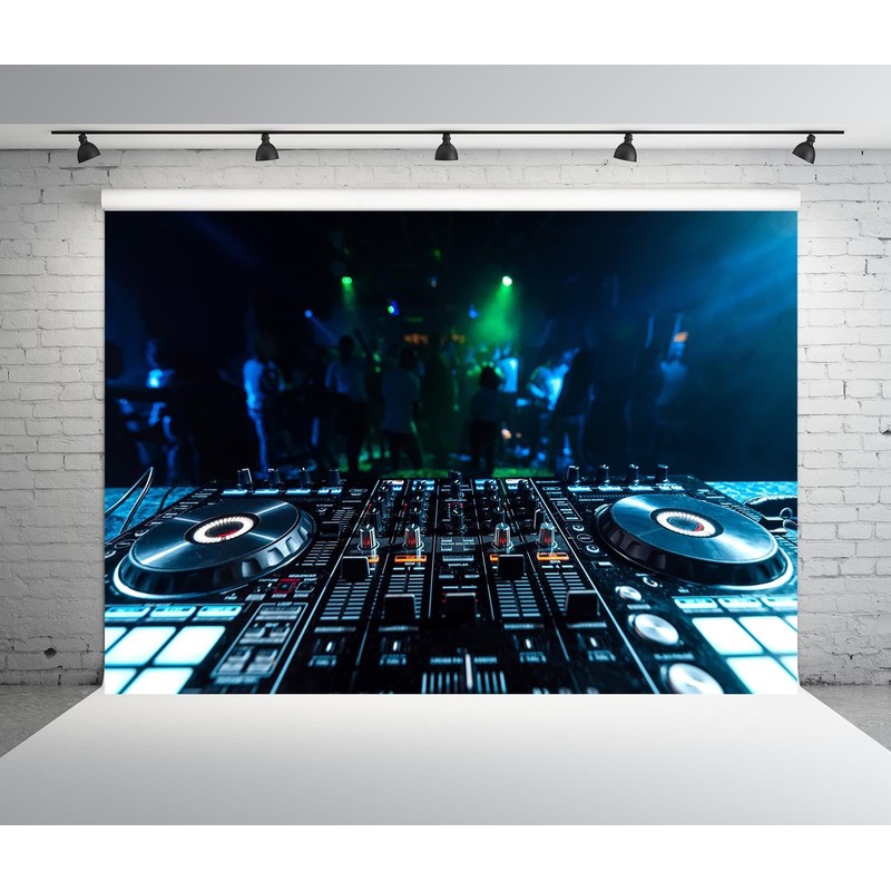 Loccor 8x6ft Fabric DJ Music Mixer Backdrop Professional DJ Mixer