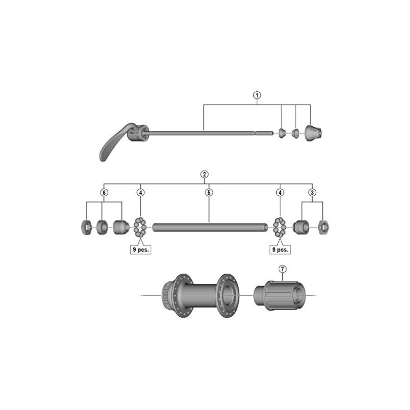 Shimano FH-MT200B Y3F904000 Repair Parts, Hub Axis