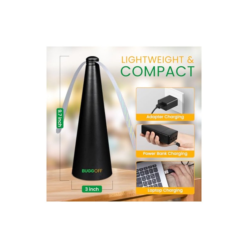 BUGGOFF Black Fly & Flying Insect Repellent Fan with Twin