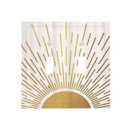 Mid Century Boho Abstract Sunrise Gold Sun Double Toggle Light Switch Covers Decorative 2 Gang Wall Plate Electrical Faceplate Switchplate for Country Bathroom Bedroom Living Room Decor