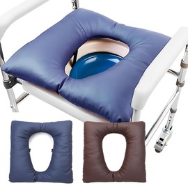 Mamba Travel Bedside Commode Cushion - Washable 16.5" X 16.5" Thick Pad PU Cover with Fixing Straps for Commode Chair,Portable Toilet Seat Cushion for Seniors Raz Shower Chair Seat,Blue