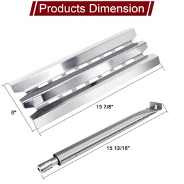 Hiorucet Grill Parts for Broil King 5-Burner Baron 590, 9235-24, 9235-84, Baron 540, 9231-84, 4-Burner 9221-64, Baron 440, Baron 420, 3-Burner Baron 320, 9221-54, 9211-54, Heat Plates Burner Tubes