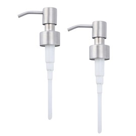 2Pcs Silver Stainless Steel Soap Dispenser Pump Head Standard 28/400 Neck Size Replacement Pumps Lid for Lotion Conditioner Shampoo Bottles