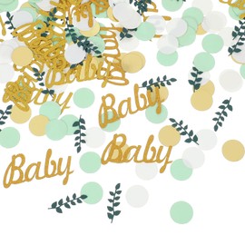HJZHII Pack of 200 Baby Shower Decoration Girls Confetti, Green Rainbow Baby Shower Party Decoration, Baby Party Decoration, Glitter Rainbow Confetti Table Decoration, Gold Champagne for Baby Birthday