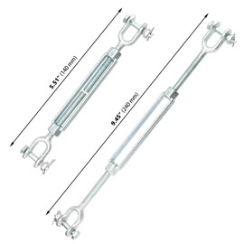 GINLANK 8 PCS 1/4 Inch M6 Turnbuckle, 304 Stainless Steel Turnbuckles,1200lbs Working Load Limit,Heavy Duty Jaw and Jaw Turnbuckle Tensioner for Wire Cables Chain, Sun Shade Tent, Deck
