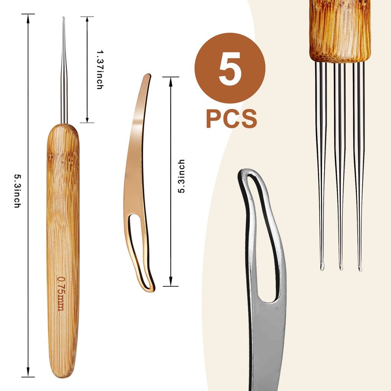 KACOLA Dreadlock Crochet Hook for Hair, Loc Needle for Dreads,