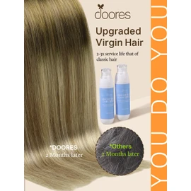 DOORES Tape-In Real Hair Extensions, Dark Brown to Chestnut Brown and Dirty Blonde Highlights, 50 cm (20 Inches), 50 g, 20 Pieces, Straight Hair, Remy Hair Tape